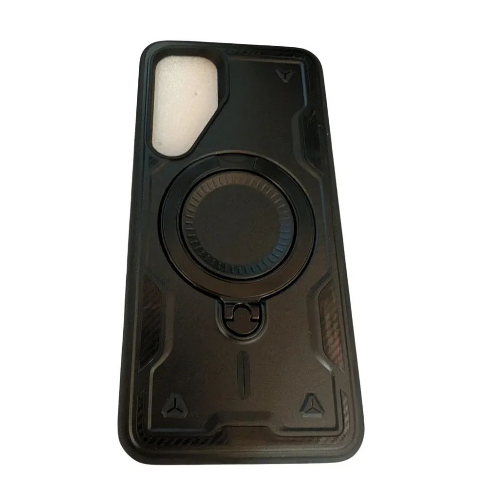 Phone Case Samsung S25+ Black New Rugged Ring Stand Armor Carbon